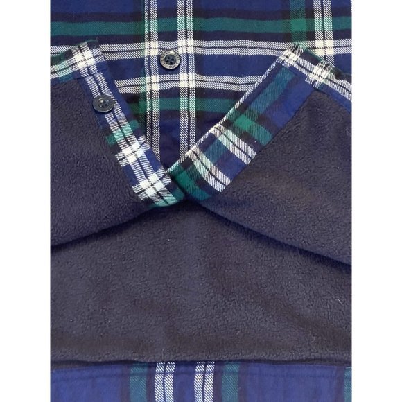 LL Bean Shacket Size L REG Flannel Blue Green Plaid Fleece Lined‎ Shirt Jacket - Picture 6 of 6